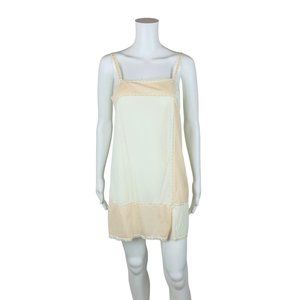 Vintage 60s Checkerboard Slip Pale Peach Cream Lace Trim Lingerie